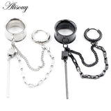 Square Stripe Chain Stainless Steel Ear Tunnel Plugs