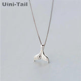 Uini-Tail 925 Tibetan Silver Mermaid Fish Tail Necklace Women's Wave Jewelry
