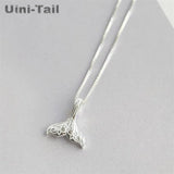 Uini-Tail 925 Tibetan Silver Mermaid Fish Tail Necklace Women's Wave Jewelry