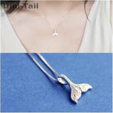Uini-Tail 925 Tibetan Silver Mermaid Fish Tail Necklace Women's Wave Jewelry