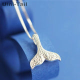 Uini-Tail 925 Tibetan Silver Mermaid Fish Tail Necklace Women's Wave Jewelry