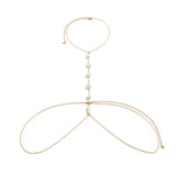 Irregular Pearl Link Chain Bikini Chest Chain for Women