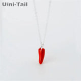 Uini-Tail hot 925 Tibetan silver red pepper pendant necklace