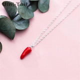 Uini-Tail hot 925 Tibetan silver red pepper pendant necklace