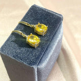 Cellacity Silver Earrings Oval Citrine Gemstones Drop Wedding Party