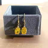 Cellacity Silver Earrings Oval Citrine Gemstones Drop Wedding Party
