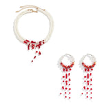 Multilayer Blood Pattern Pearl Pendant Choker Necklace