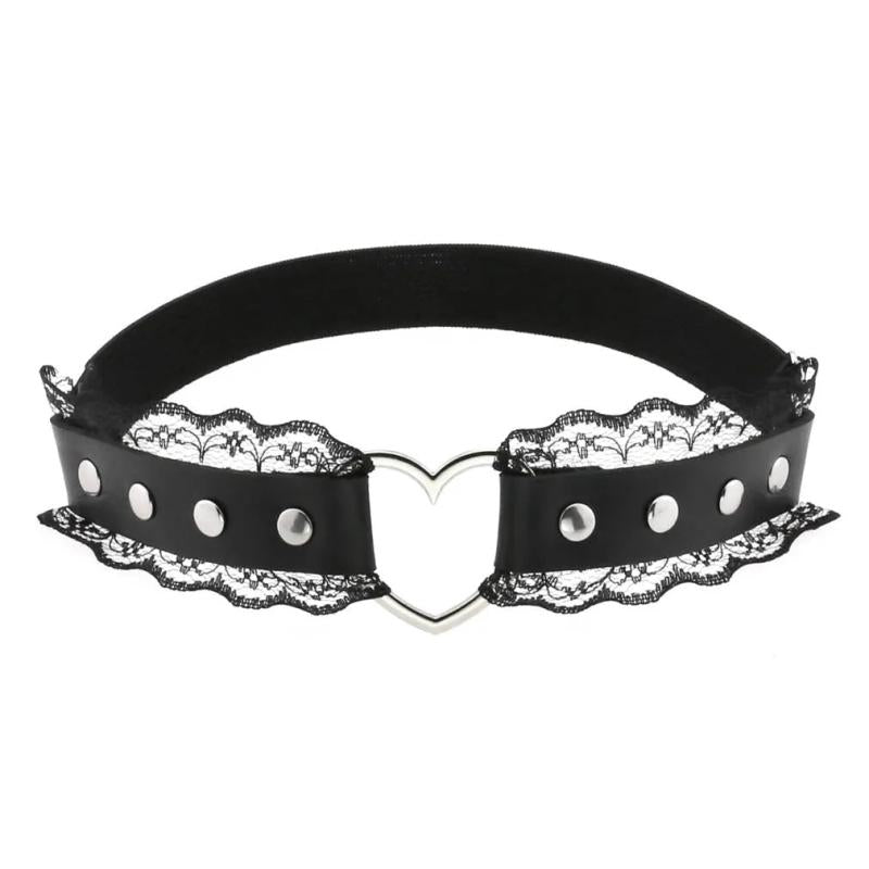 Women Sexy Punk Garter Belt Leg Ring Thigh Harness Heart PU Leather Suspenders