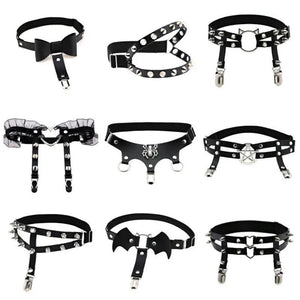 Women Sexy Punk Garter Belt Leg Ring Thigh Harness Heart PU Leather Suspenders