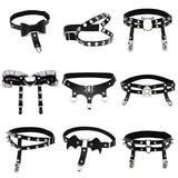 Women Sexy Punk Garter Belt Leg Ring Thigh Harness Heart PU Leather Suspenders