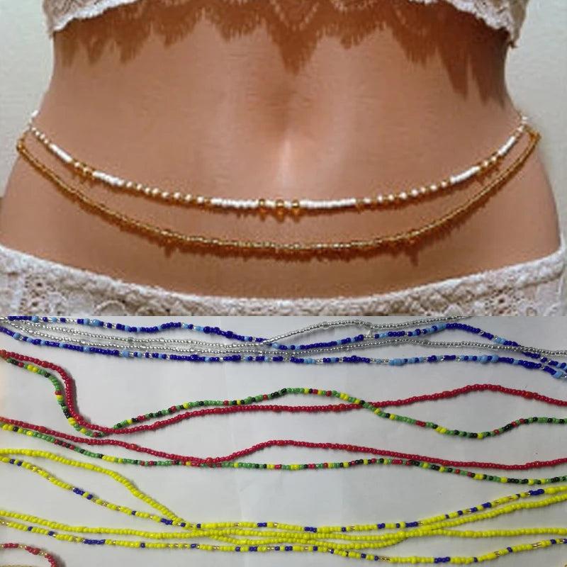 Double Strand Waist Beads, Body Jewelry, African Waists Bead