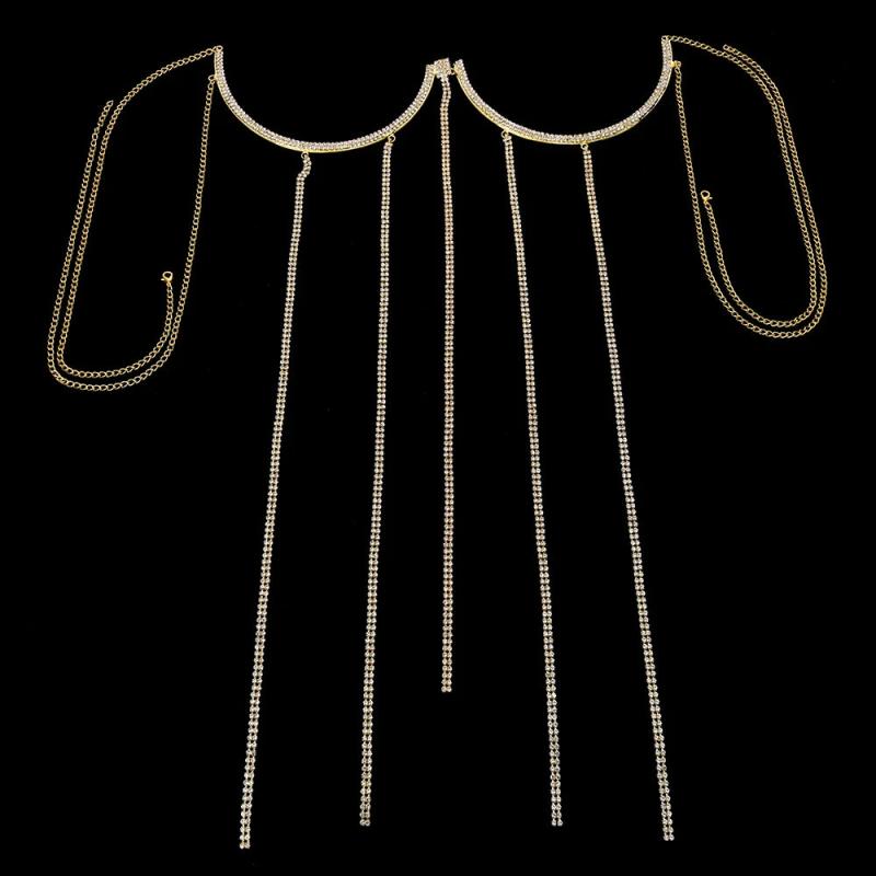Stonefans Tassel Chest Bra Chain for Women Rhinestone Body Chain Top