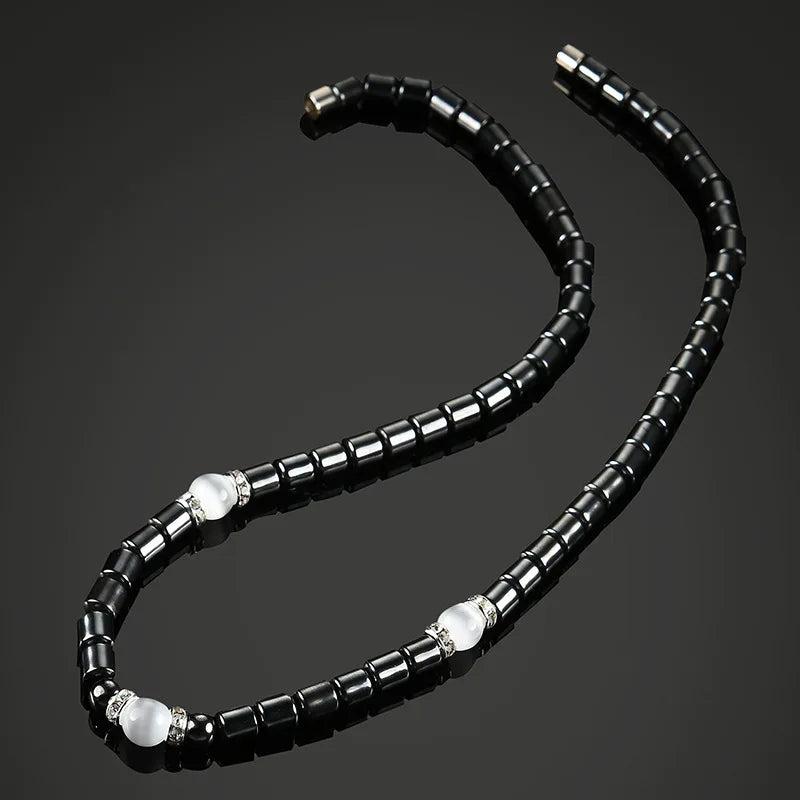 Natural Stone Hematite Beaded Necklace for Women Weight Loss Health Choker