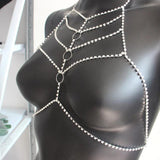 Sexy Rhinestone Body Chain Necklace for Women Night Club Crystal Bra Jewelry