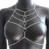 Sexy Rhinestone Body Chain Necklace for Women Night Club Crystal Bra Jewelry