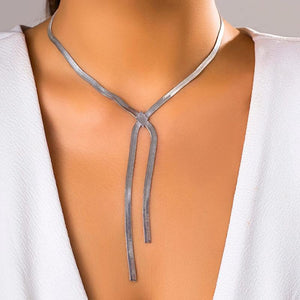 Vintage Long Tassel Cross Knot Chain Choker Necklace