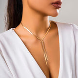 Vintage Long Tassel Cross Knot Chain Choker Necklace