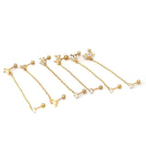 Double Pierced Chain Tassel Stud Earrings with Zircon