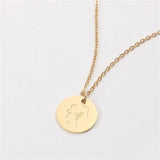 PVD 18k Plated Stainless Steel Engraved Pendant Necklace