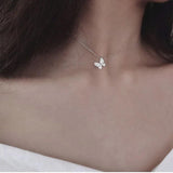 Silver Butterfly Zircon Necklace for Women
