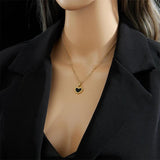 316L Stainless Steel Heart Pendant Lock Necklace Clavicle Chain