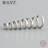 925 Silver Circle Hoop Earrings Punk Rock Style