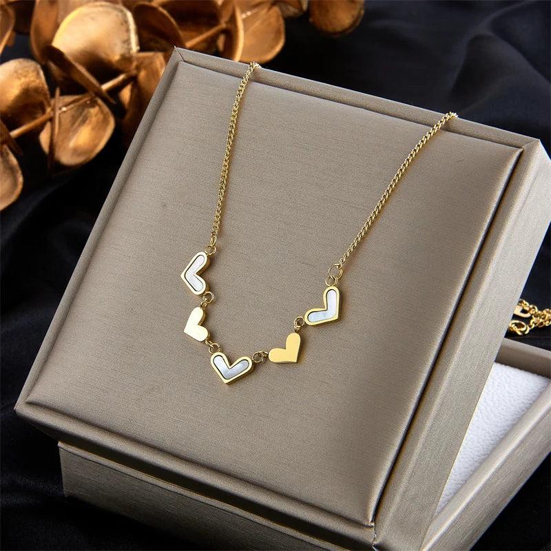 316L Stainless Steel Heart Pendant Necklace For Women Colorfast Clavicle