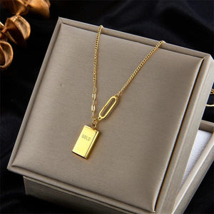 316L Stainless Steel Square Pendant Necklace For Women Girl