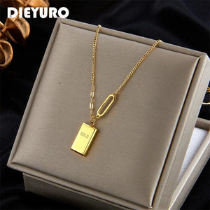 316L Stainless Steel Square Pendant Necklace For Women Girl