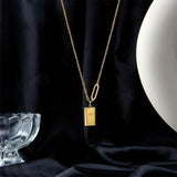 316L Stainless Steel Square Pendant Necklace For Women Girl