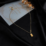 316L Stainless Steel Square Pendant Necklace For Women Girl