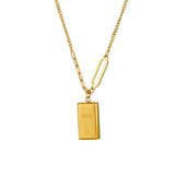 316L Stainless Steel Square Pendant Necklace For Women Girl