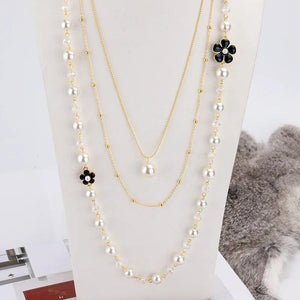 Long Pearl Necklace Multilayer Small Pearl Pendant Sweater Chain