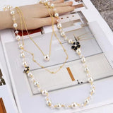 Long Pearl Necklace Multilayer Small Pearl Pendant Sweater Chain