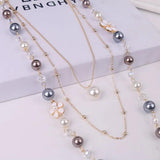 Long Pearl Necklace Multilayer Small Pearl Pendant Sweater Chain