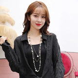 Long Pearl Necklace Multilayer Small Pearl Pendant Sweater Chain