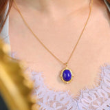 Vintage Pearl Lapis Lazuli Necklace High Pendant Light Sense Jewelry