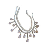 Pearl Choker Necklace Tassel Water Drop Zircon Crystal Wedding Jewelry