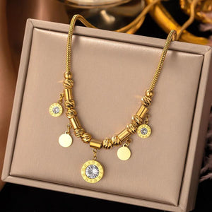 316L Stainless Steel Butterfly Pearl Pendant Necklace For Women Punk
