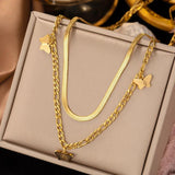 316L Stainless Steel Butterfly Pearl Pendant Necklace For Women Punk