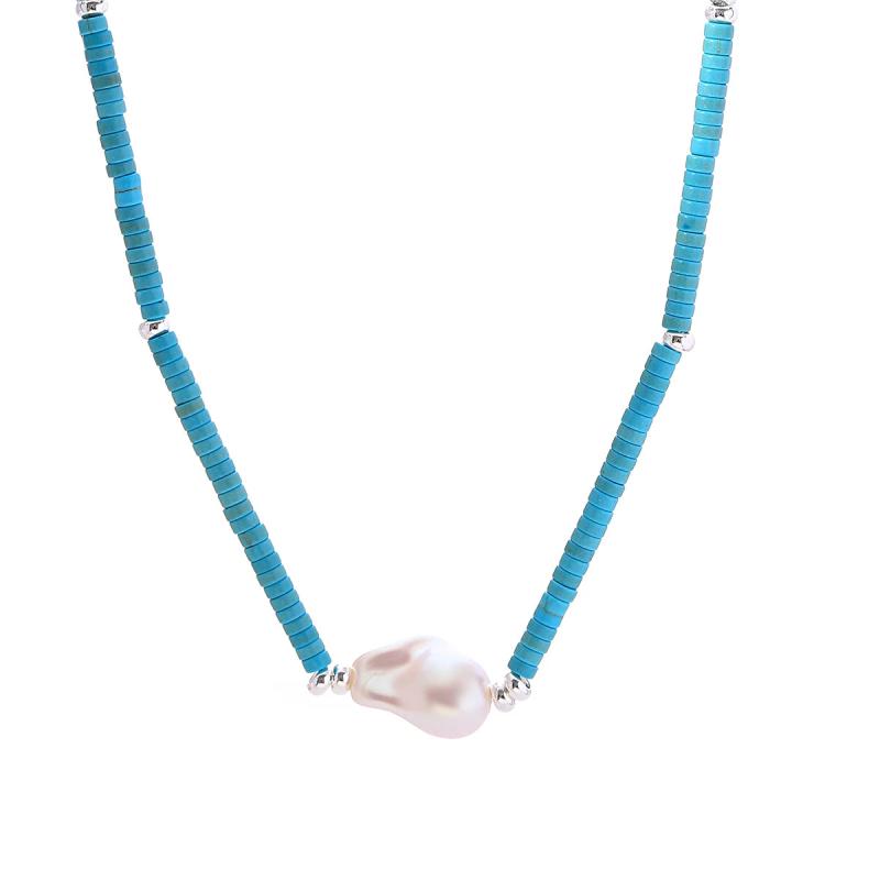 Baroque Pearl Stone Beads Choker Necklace for Women