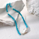 Baroque Pearl Stone Beads Choker Necklace for Women