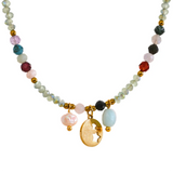 Crystal Pearl Beads Chain Drop Collar Necklace