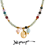 Crystal Pearl Beads Chain Drop Collar Necklace