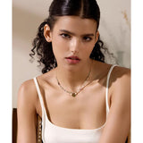 Crystal Pearl Beads Chain Drop Collar Necklace