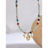 Crystal Pearl Beads Chain Drop Collar Necklace