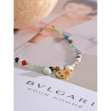 Crystal Pearl Beads Chain Drop Collar Necklace