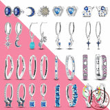925 Silver Heart Pave CZ U Shape Hoop Earrings