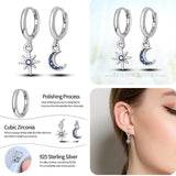 925 Silver Heart Pave CZ U Shape Hoop Earrings