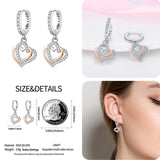 925 Silver Heart Pave CZ U Shape Hoop Earrings